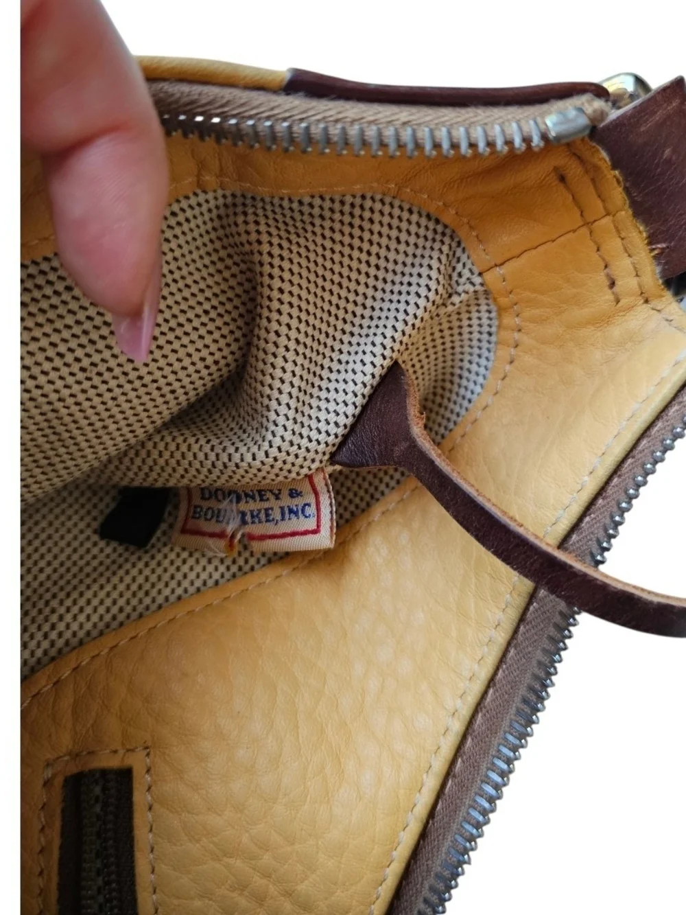 Vintage Dooney & Bourke Pebbled Leather Crescent Hobo Bag Yellow Y2K